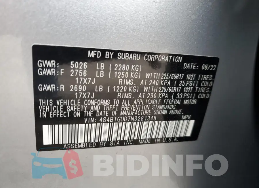 4S4BTGUD7N3281348 Photo# 12
