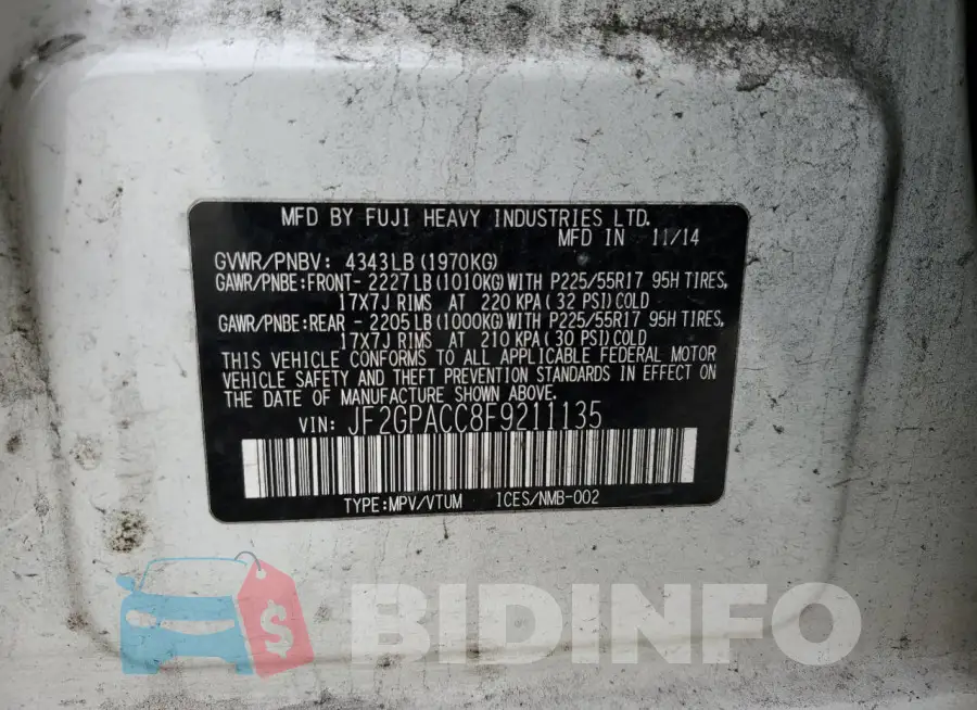 JF2GPACC8F9211135 Photo# 13