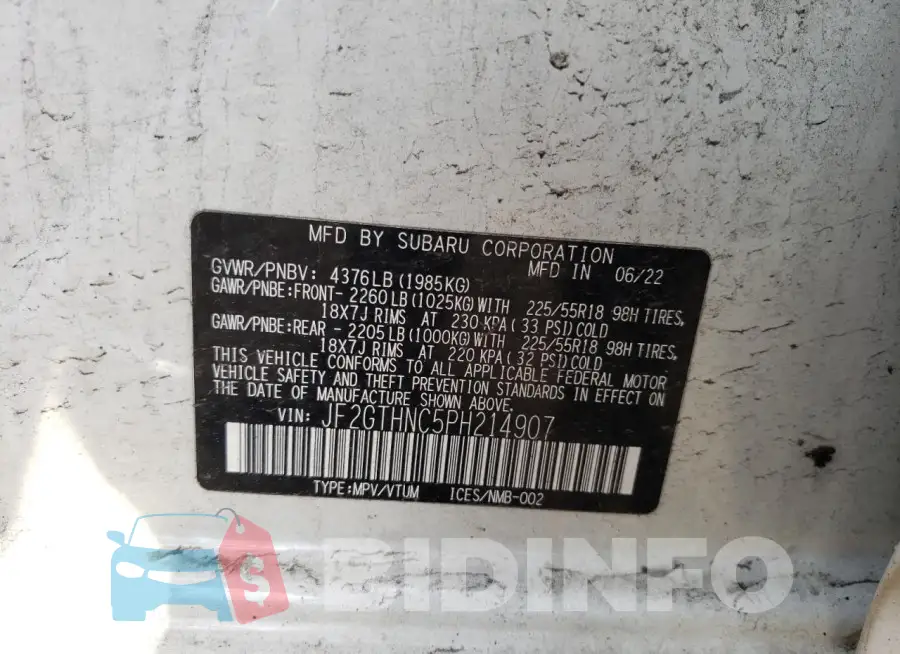 JF2GTHNC5PH214907 Photo# 12