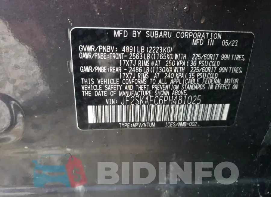 JF2SKAEC6PH481025 Photo# 12