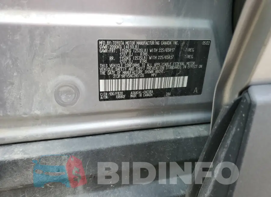 2T3F1RFV5NC285135 Photo# 12