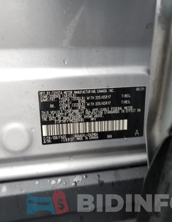 2T3P1RFV1MC220480 Photo# 12