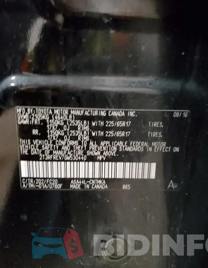 2T3RFREV7GW530440 Photo# 13