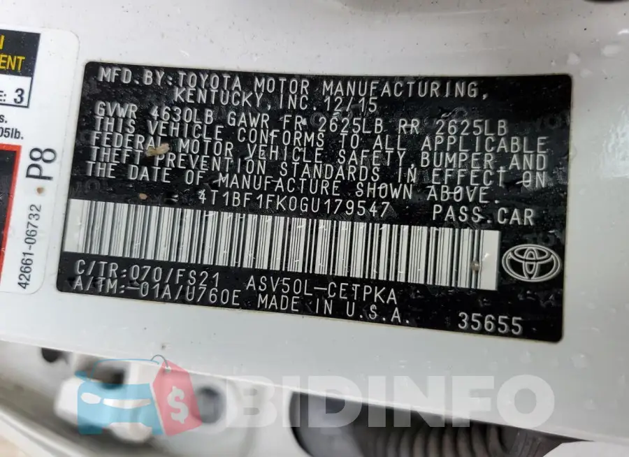 4T1BF1FK0GU179547 Photo# 12