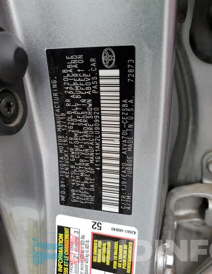 4T1G11AK2LU909920 Photo# 12