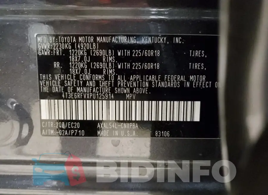 4T3E6RFVXPU125914 Photo# 13