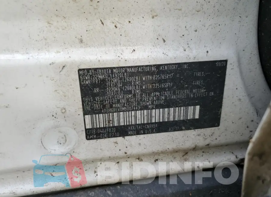 4T3M6RFV0MU007443 Photo# 13