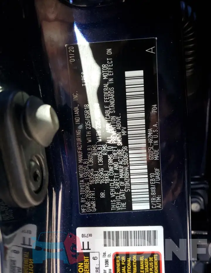 5TDHZRBH4LS006756 Photo# 13