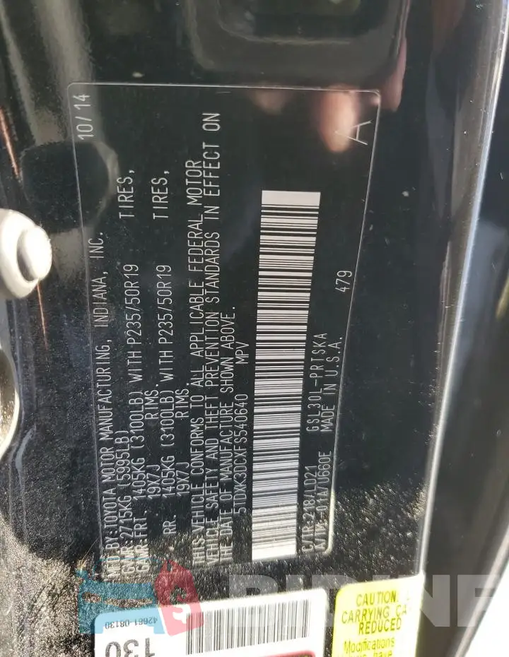 5TDXK3DCXFS540640 Photo# 13