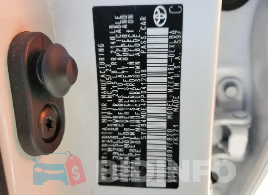 5YFB4MDE4PP041208 Photo# 12