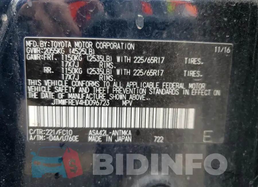 JTMWFREV4HD096723 Photo# 13