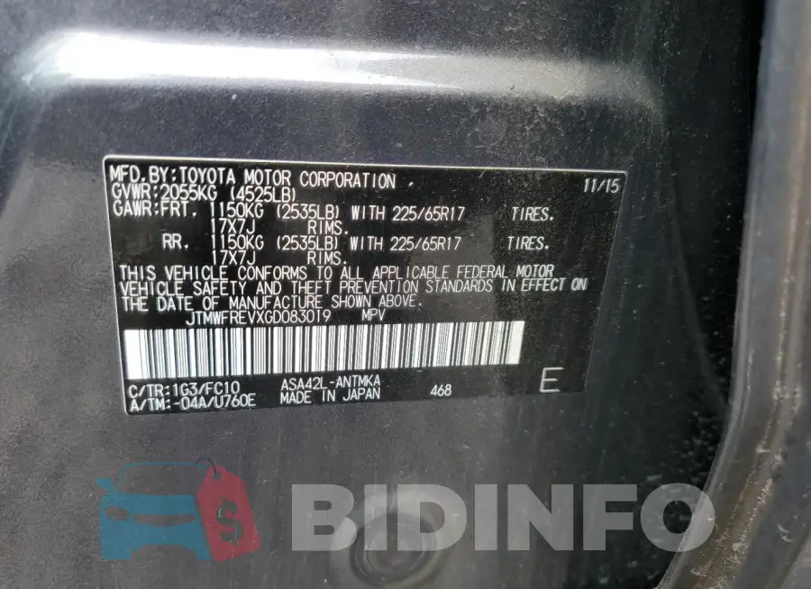 JTMWFREVXGD083019 Photo# 13