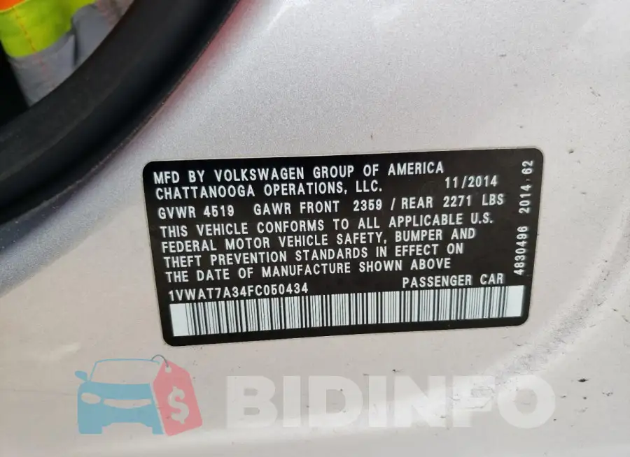 1VWAT7A34FC050434 Photo# 13