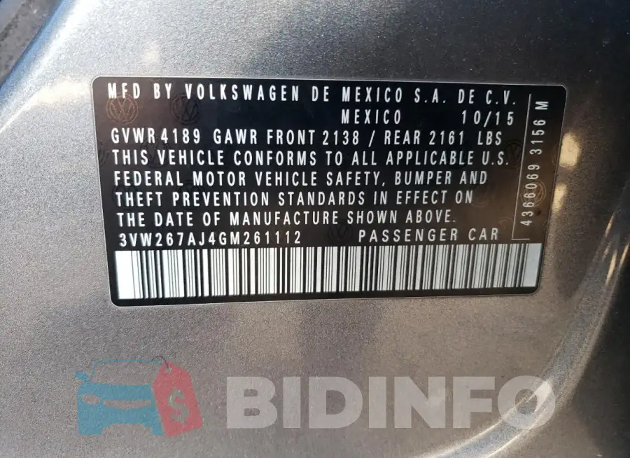 3VW267AJ4GM261112 Photo# 12