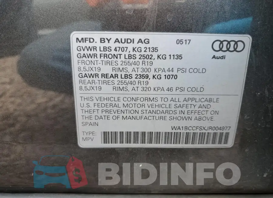 WA1BCCFSXJR004977 Photo# 12