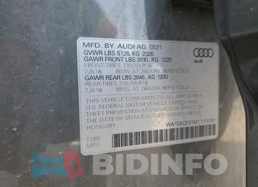 WA1DECF31M1115030 Photo# 14