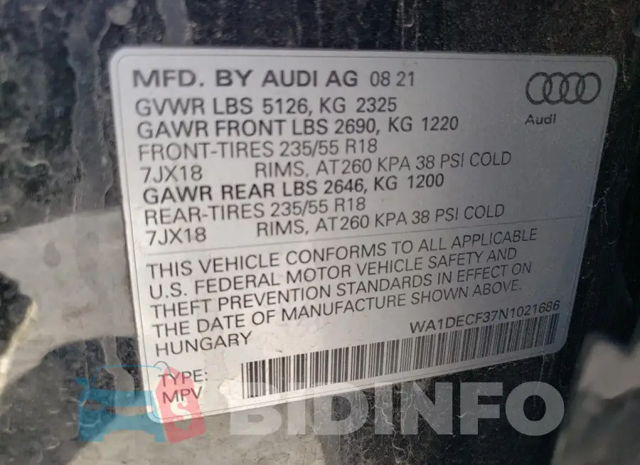 WA1DECF37N1021686 Photo# 13