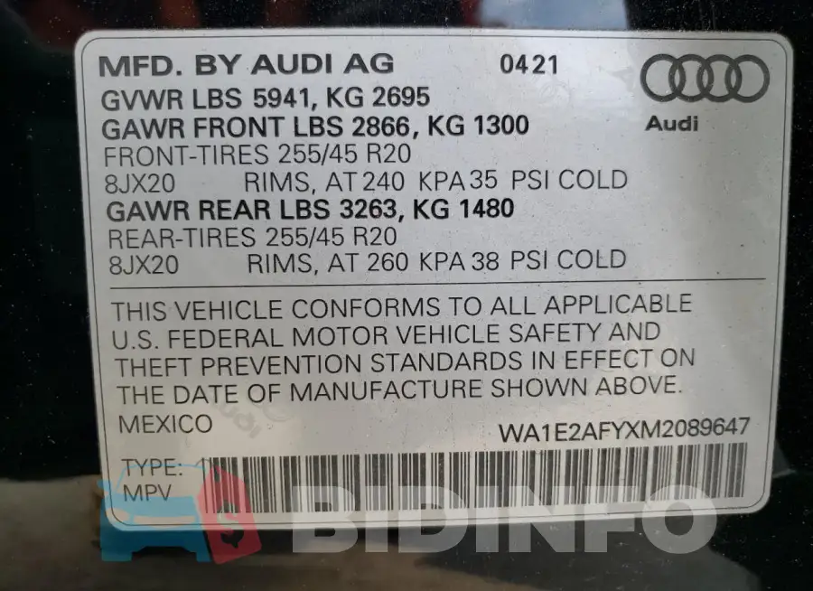 WA1E2AFYXM2089647 Photo# 13