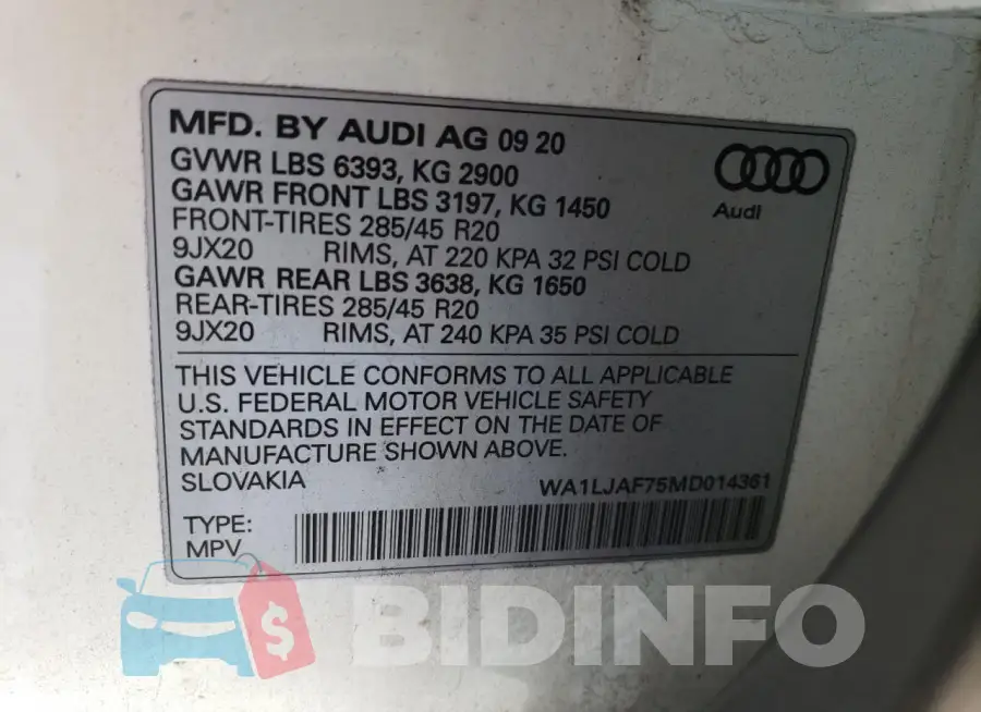 WA1LJAF75MD014361 Photo# 14