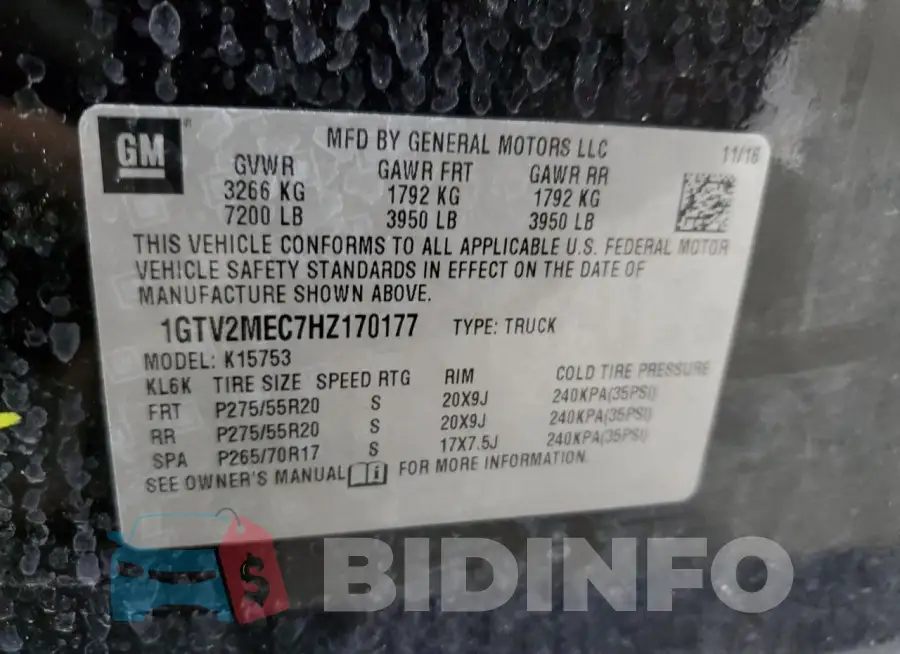 1GTV2MEC7HZ170177 Photo# 13