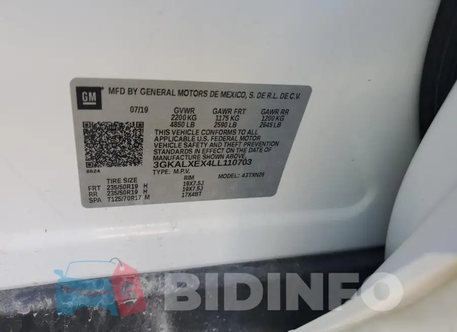3GKALXEX4LL110703 Photo# 12