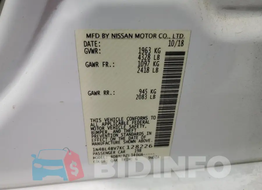 1N4BL4BV7KC128226 Photo# 12