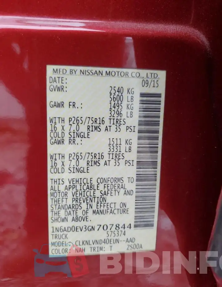 1N6AD0EV3GN707844 Photo# 12