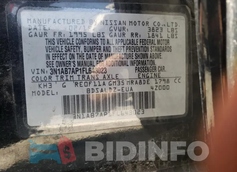 3N1AB7AP1FL643023 Photo# 12