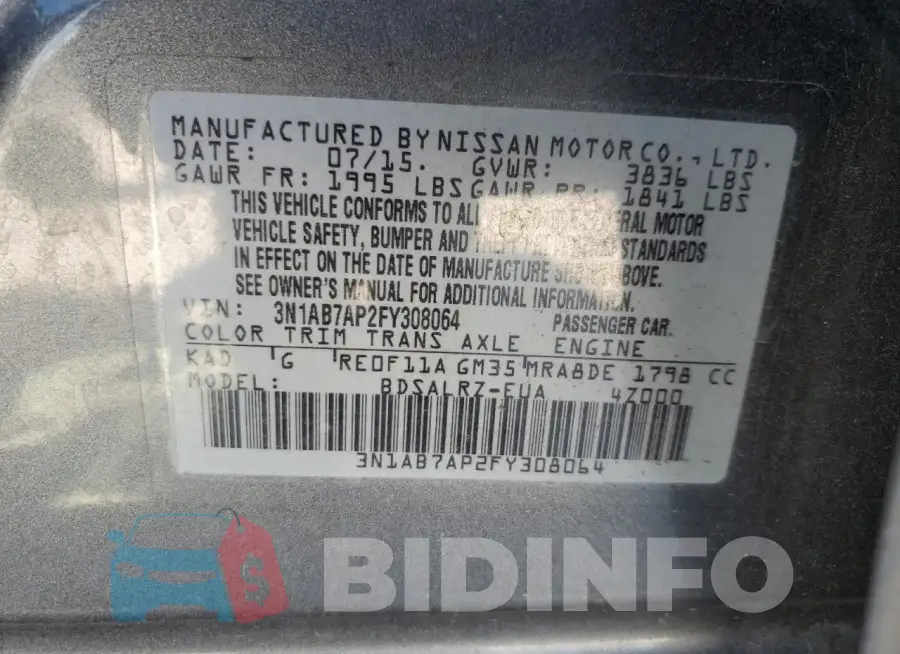3N1AB7AP2FY308064 Photo# 12