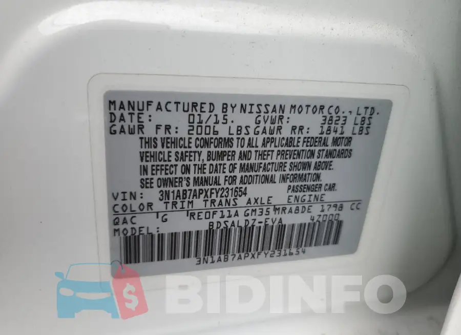3N1AB7APXFY231654 Photo# 12