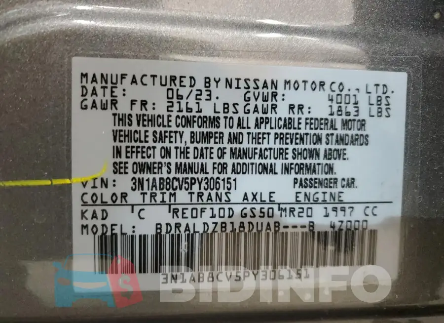 3N1AB8CV5PY306151 Photo# 12