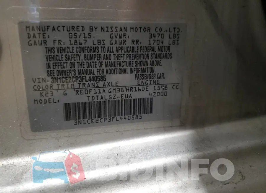 3N1CE2CP3FL440585 Photo# 12