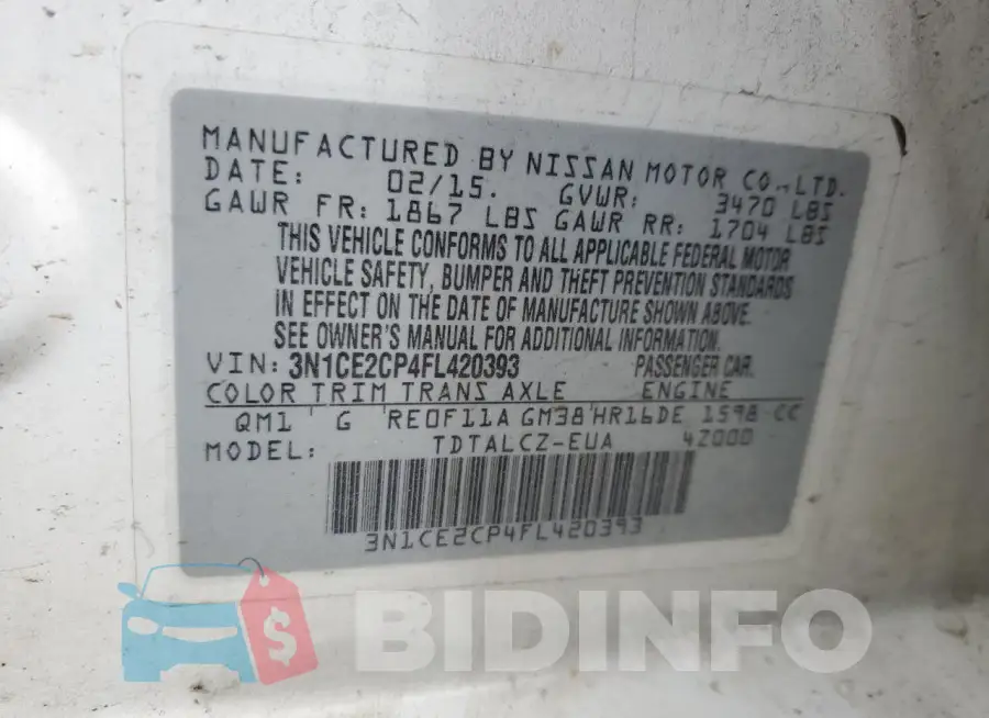 3N1CE2CP4FL420393 Photo# 12