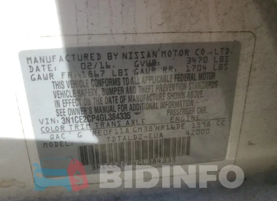 3N1CE2CP4GL384335 Photo# 12
