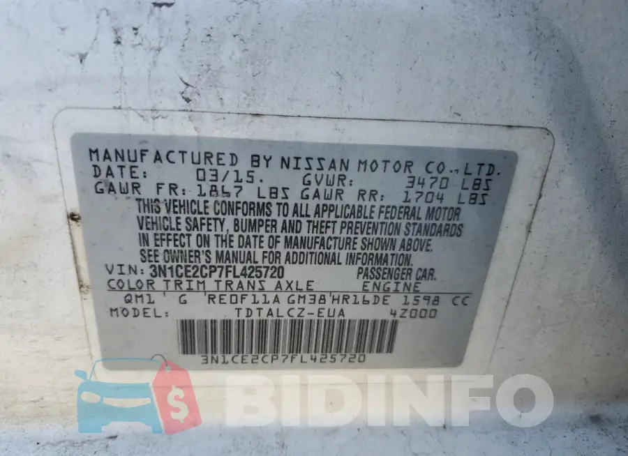 3N1CE2CP7FL425720 Photo# 12