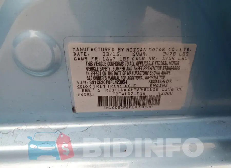 3N1CE2CP8FL423054 Photo# 12