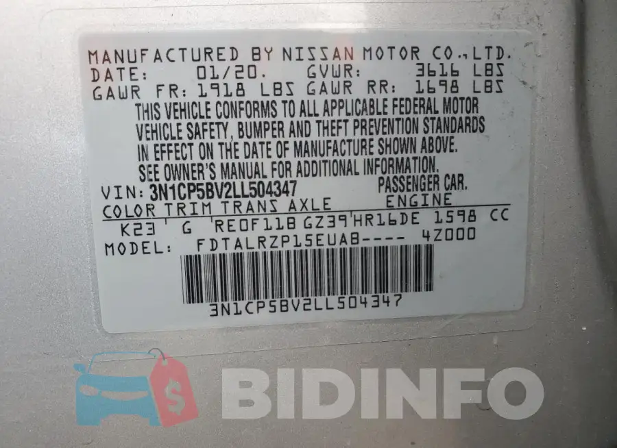 3N1CP5BV2LL504347 Photo# 12