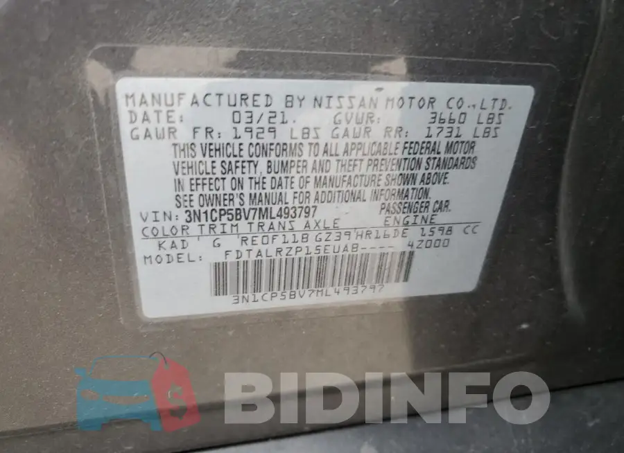 3N1CP5BV7ML493797 Photo# 13