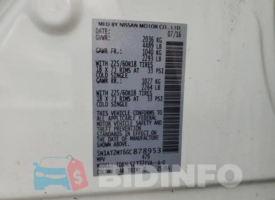 5N1AT2MT6GC878953 Photo# 13