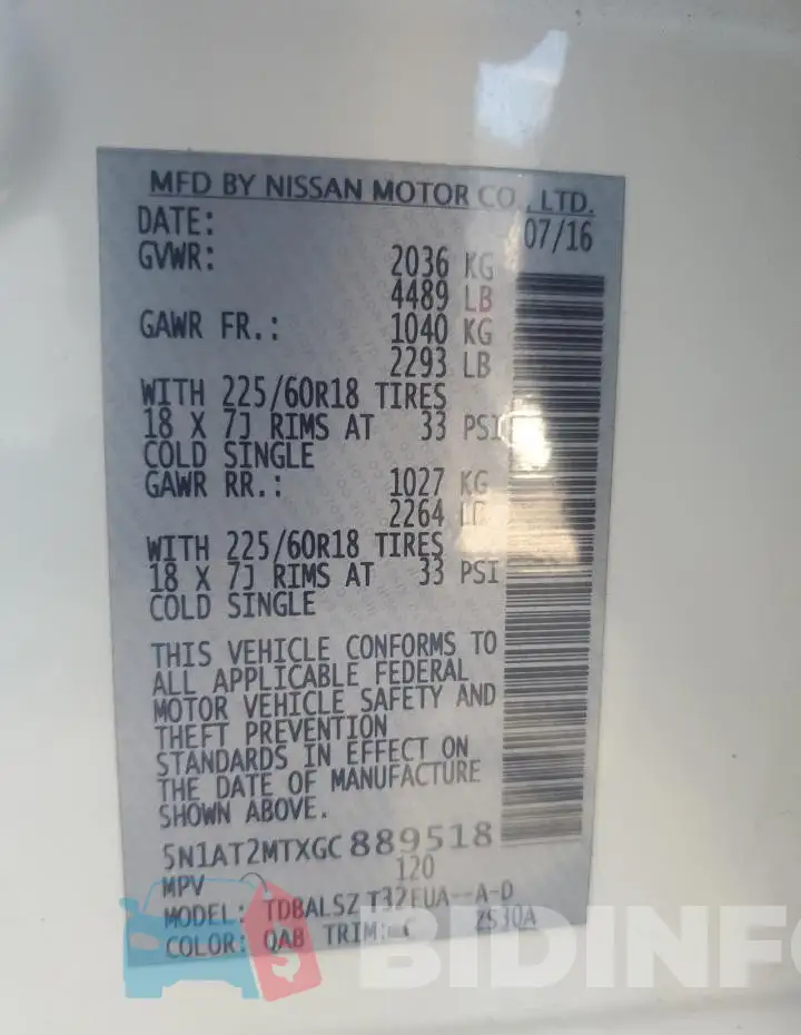 5N1AT2MTXGC889518 Photo# 14