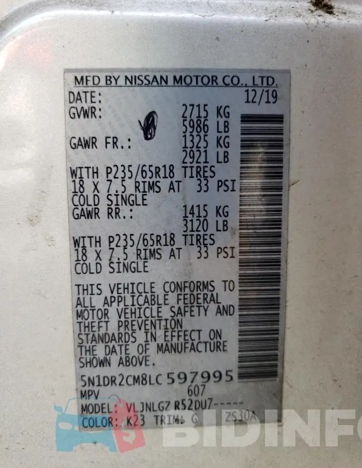 5N1DR2CM8LC597995 Photo# 14