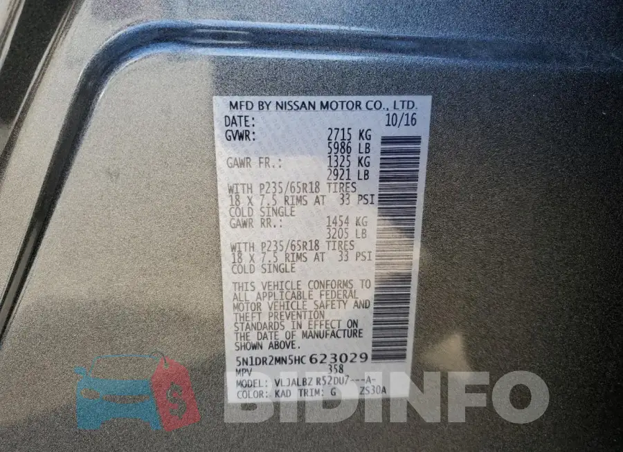 5N1DR2MN5HC623029 Photo# 13
