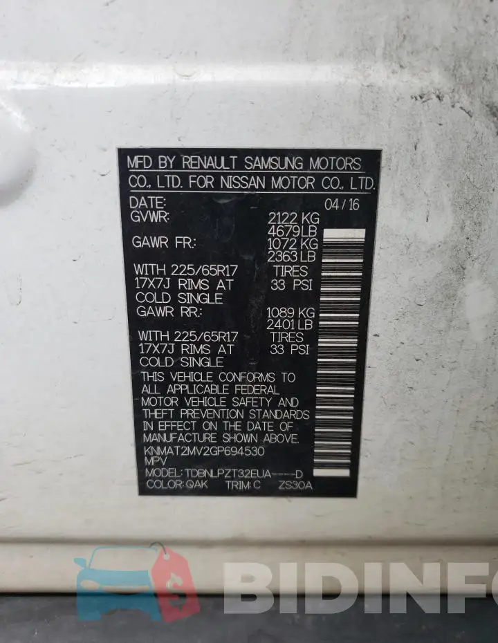 KNMAT2MV2GP694530 Photo# 13
