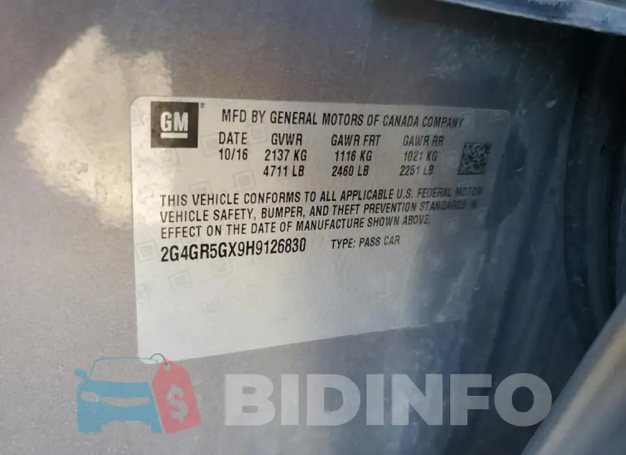 2G4GR5GX9H9126830 Photo# 12