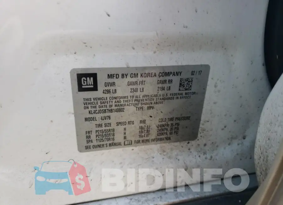 KL4CJDSB7HB140802 Photo# 13
