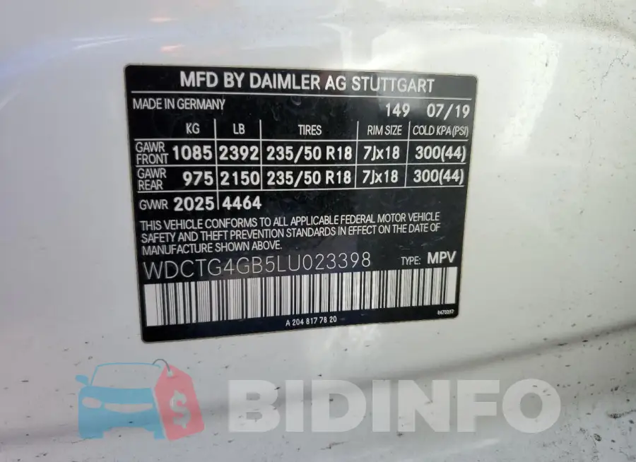 WDCTG4GB5LU023398 Photo# 14