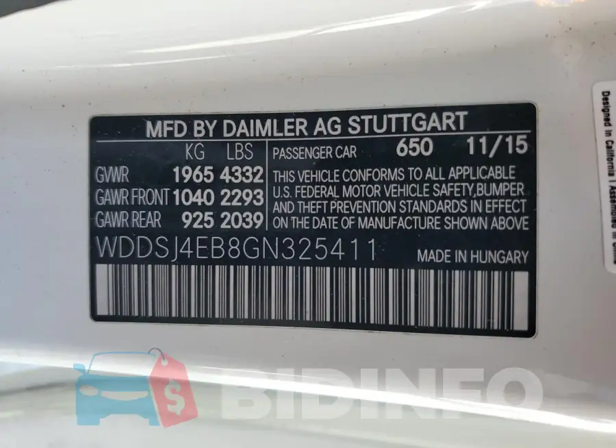 WDDSJ4EB8GN325411 Photo# 12