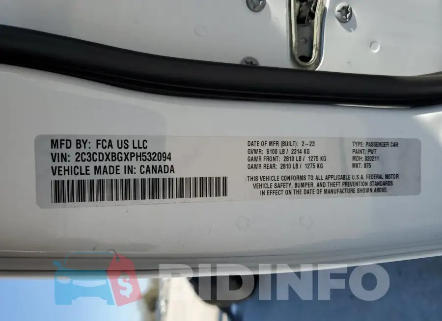 2C3CDXBGXPH532094 Photo# 12