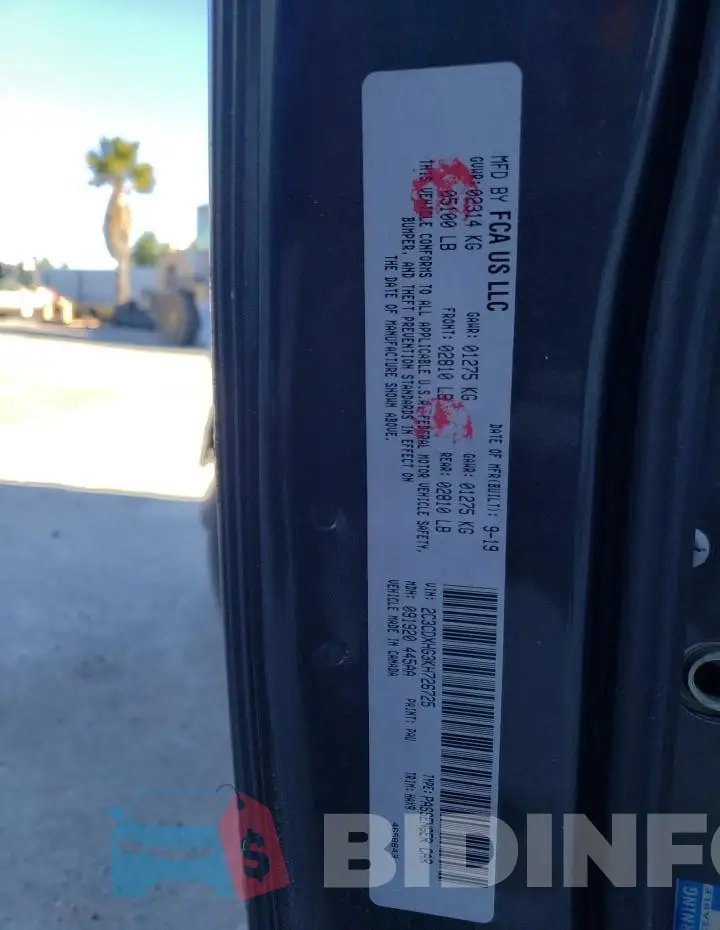 2C3CDXHG3KH726725 Photo# 12