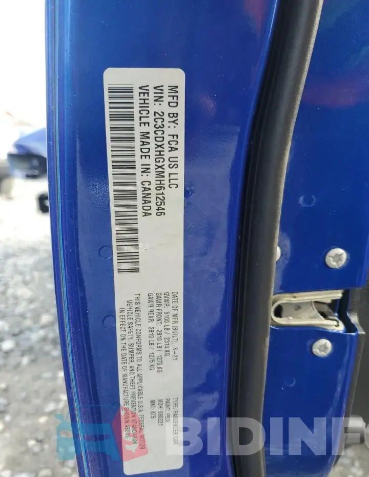 2C3CDXHGXMH612546 Photo# 12